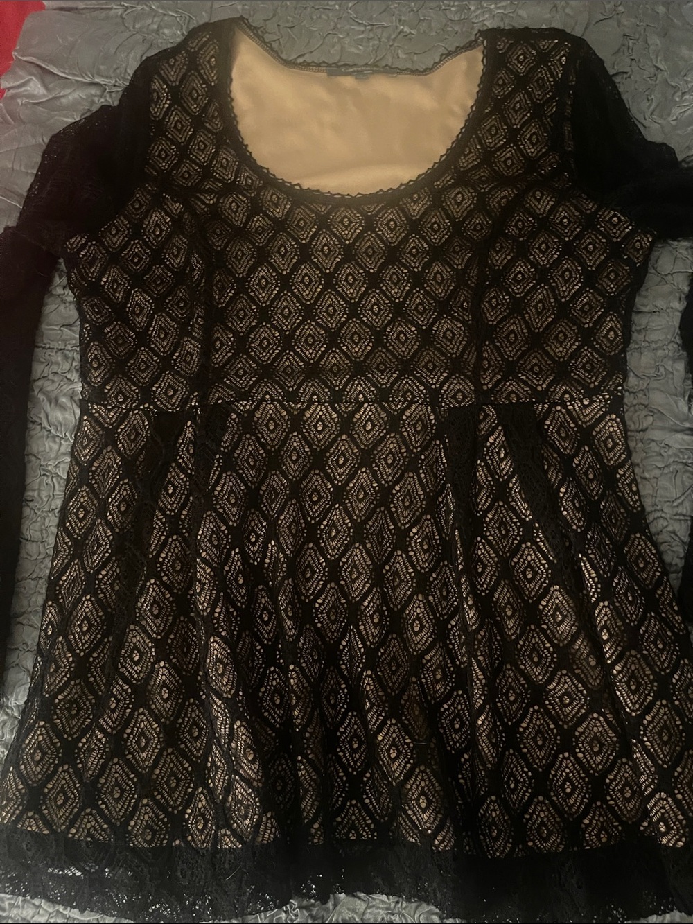 Catherine Malandrino Black Lace Fit-and-Flare Tunic Size L